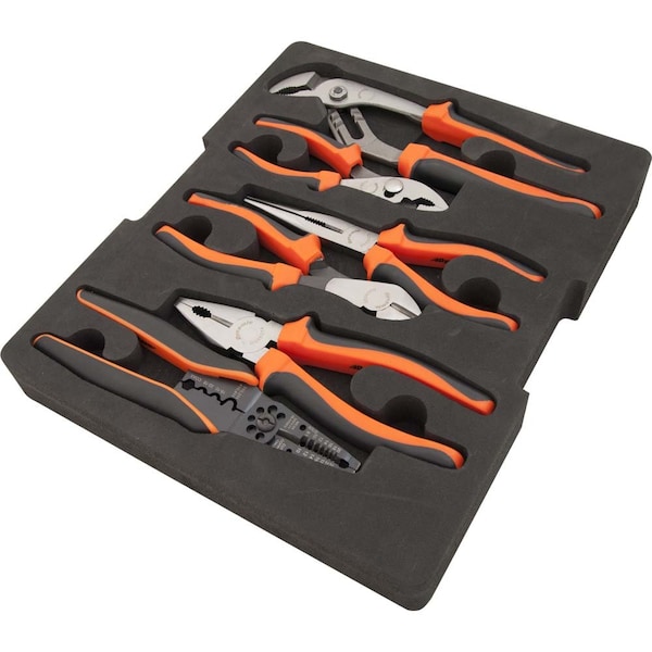 Tools 7 Piece Pliers and Wire Stripper Set With Foam Tool Organizer